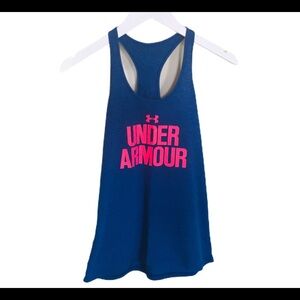 UNDER ARMOUR Racerback Tank/Top Navy Blue/Neon Pink Size Small